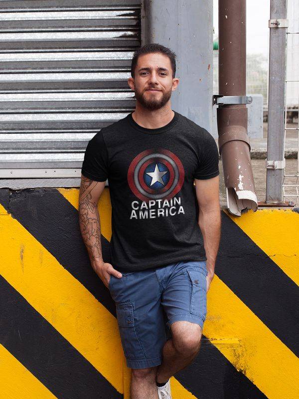 Nastrovje Potsdam Captain America Flash Logo Herren T-Shirt schwarz Neuheiten