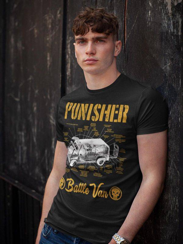 Nastrovje Potsdam The Punisher Battle Van Herren T-Shirt schwarz Kauf eins, bekomm eins gratis
