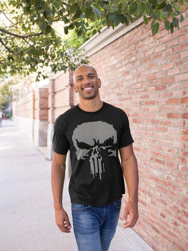 Nastrovje Potsdam The Punisher Fake Knit Herren T-Shirt schwarz Tägliche Deals