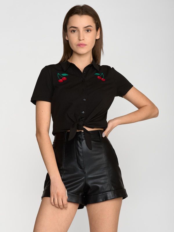 Nastrovje Potsdam Pussy Deluxe Classic Black Damen Kurzarmbluse schwarz Im Verkauf