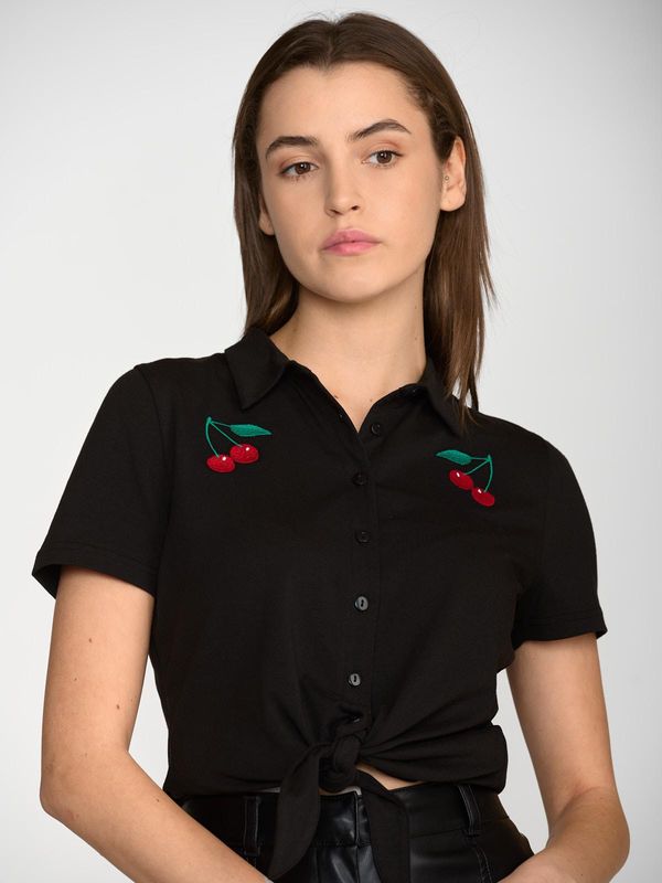 Nastrovje Potsdam Pussy Deluxe Classic Black Damen Kurzarmbluse schwarz Im Verkauf