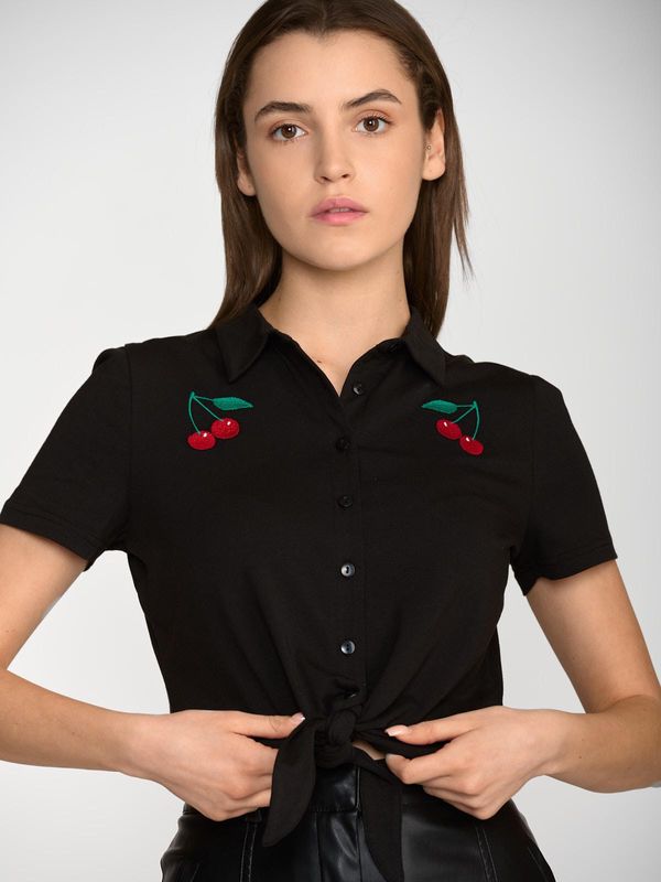 Nastrovje Potsdam Pussy Deluxe Classic Black Damen Kurzarmbluse schwarz Im Verkauf