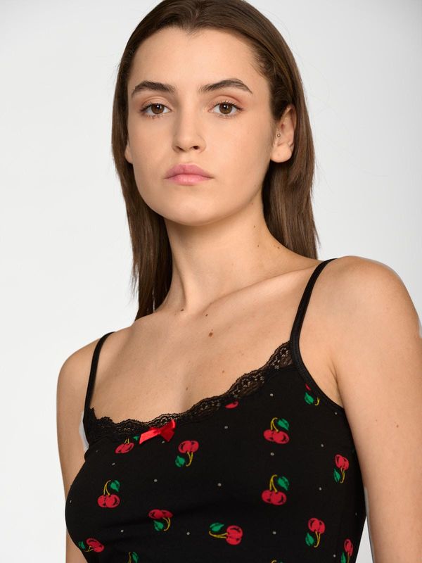 Nastrovje Potsdam Pussy Deluxe Cherries Classic Top female schwarz/allover Rabatte dieses Monats