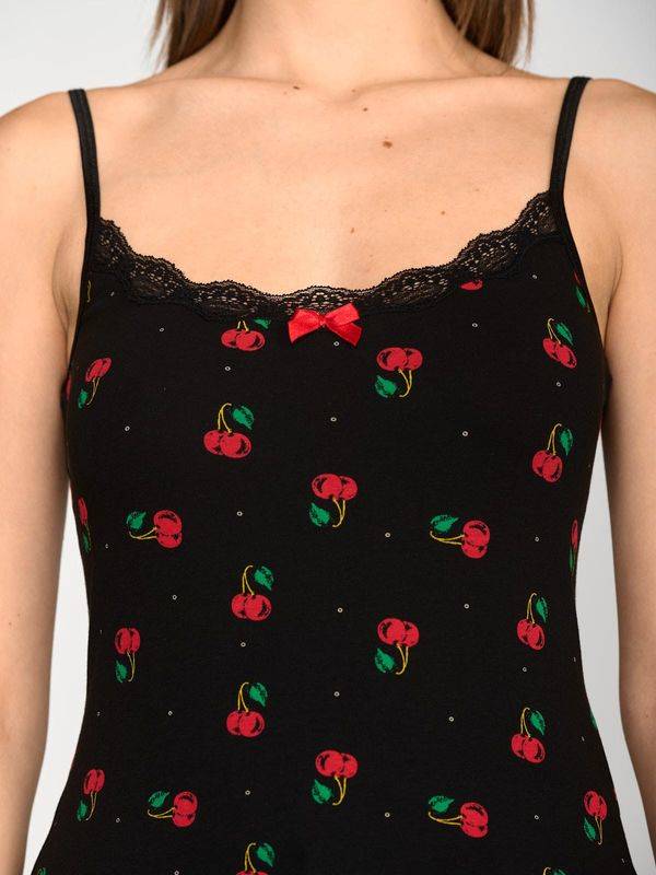 Nastrovje Potsdam Pussy Deluxe Cherries Classic Top female schwarz/allover Rabatte dieses Monats