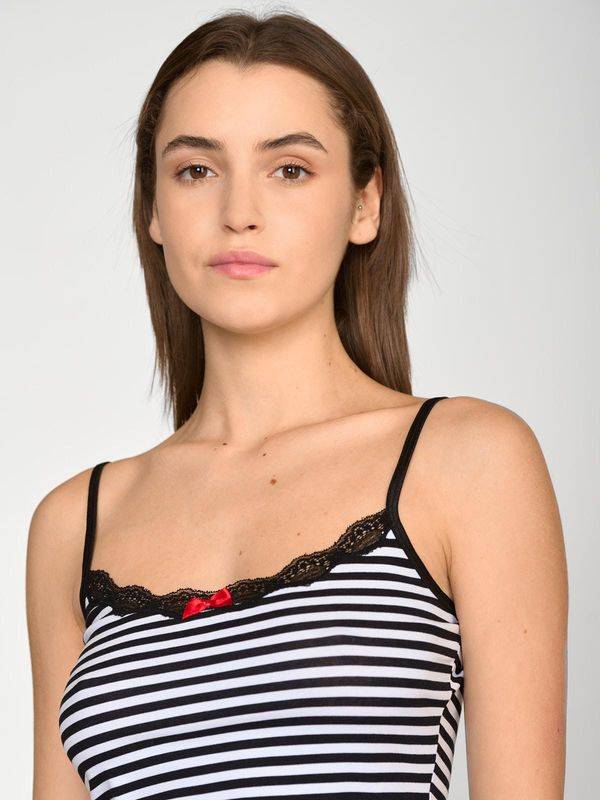 Nastrovje Potsdam Pussy Deluxe Stripey Classic Top female schwarz/weiß Outlet