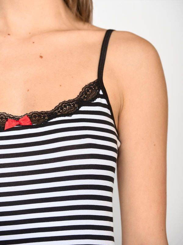 Nastrovje Potsdam Pussy Deluxe Stripey Classic Top female schwarz/weiß Outlet