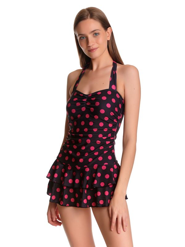 Nastrovje Potsdam Pussy Deluxe Classic Pink Dotties Damen Badeanzug schwarz allover Fabrikpreis