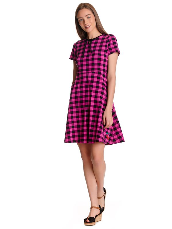Nastrovje Potsdam Pussy Deluxe Back to 1955 pink checkered Damen A-Linien-Kleid pink allover Sonderangebot