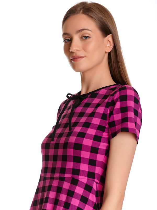 Nastrovje Potsdam Pussy Deluxe Back to 1955 pink checkered Damen A-Linien-Kleid pink allover Sonderangebot