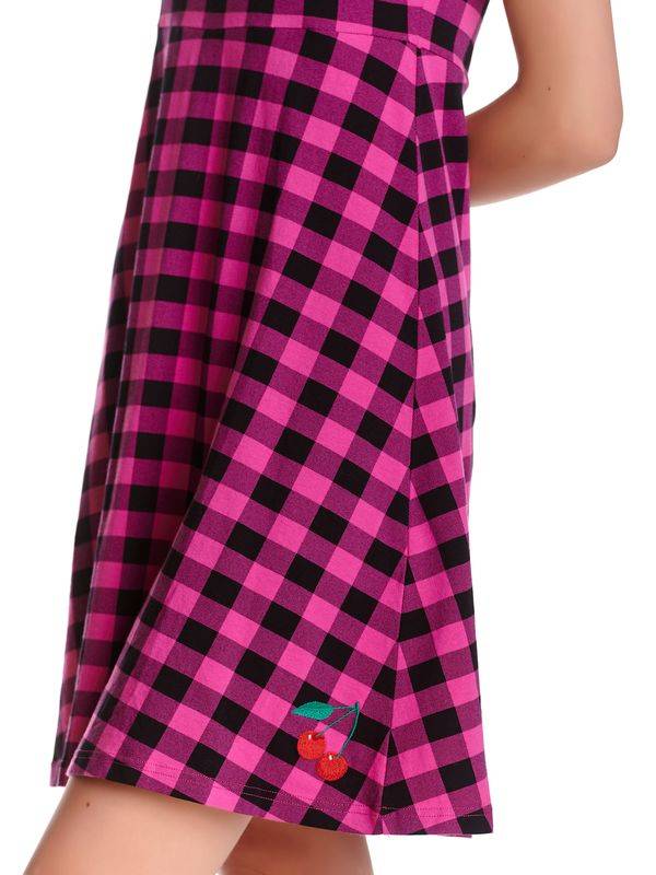 Nastrovje Potsdam Pussy Deluxe Back to 1955 pink checkered Damen A-Linien-Kleid pink allover Sonderangebot