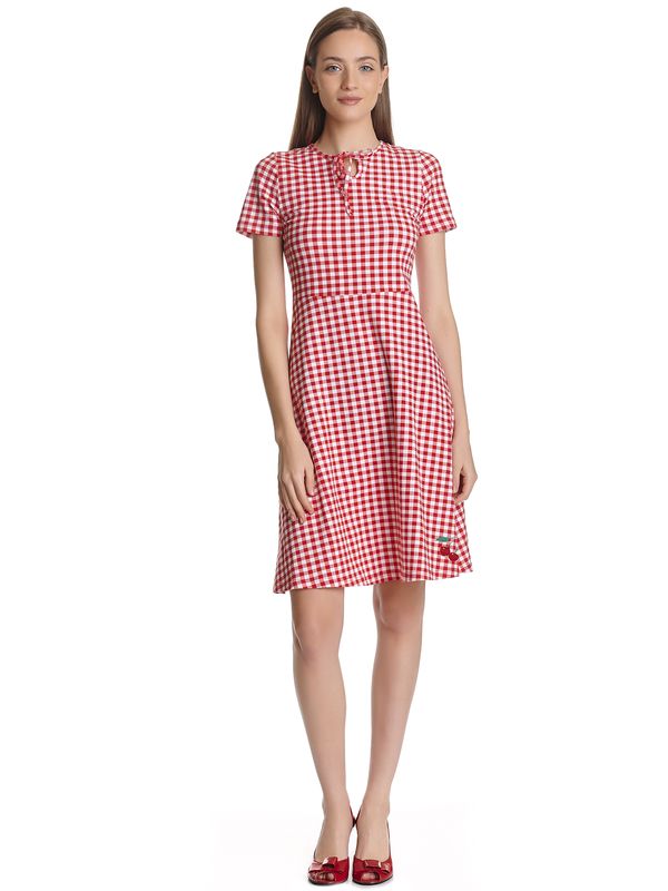 Nastrovje Potsdam Pussy Deluxe Back to 1955 Red Plaid Damen A-Linien-Kleid rot allover Rabatt