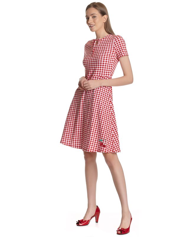 Nastrovje Potsdam Pussy Deluxe Back to 1955 Red Plaid Damen A-Linien-Kleid rot allover Rabatt