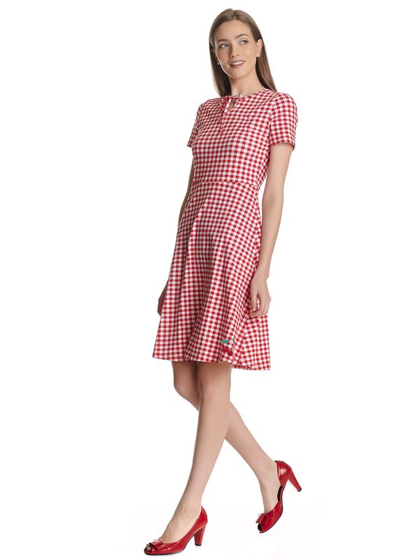 Nastrovje Potsdam Pussy Deluxe Back to 1955 Red Plaid Damen A-Linien-Kleid rot allover Rabatt