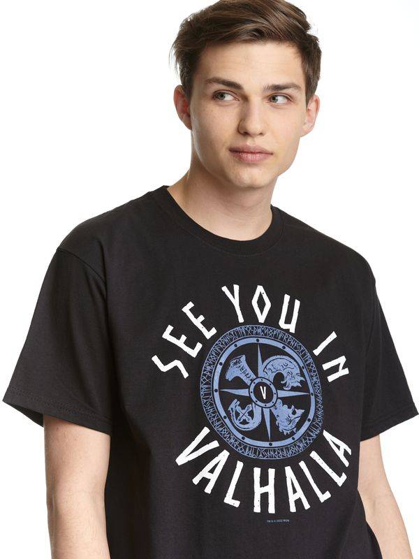 Nastrovje Potsdam Vikings Valhalla See you in Valhalla Herren T-Shirt schwarz Heißer Verkauf