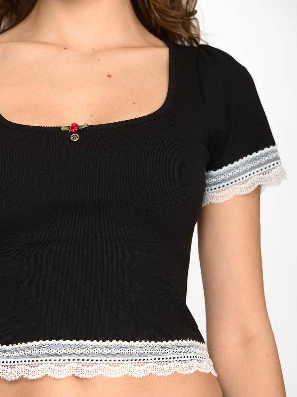 Nastrovje Potsdam Vive Maria Sweet Cropped Shirt Damen T-Shirt schwarz Kauf eins, bekomm eins gratis