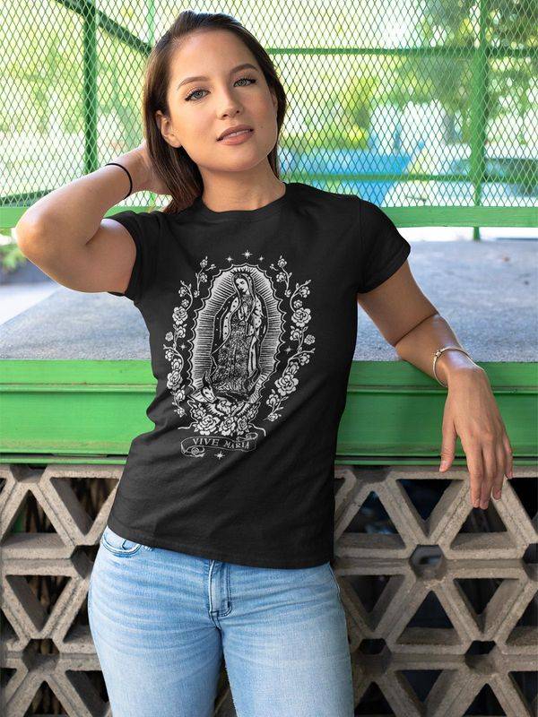 Nastrovje Potsdam Vive Maria Holy Virgin Damen T-Shirt schwarz Sonderangebote
