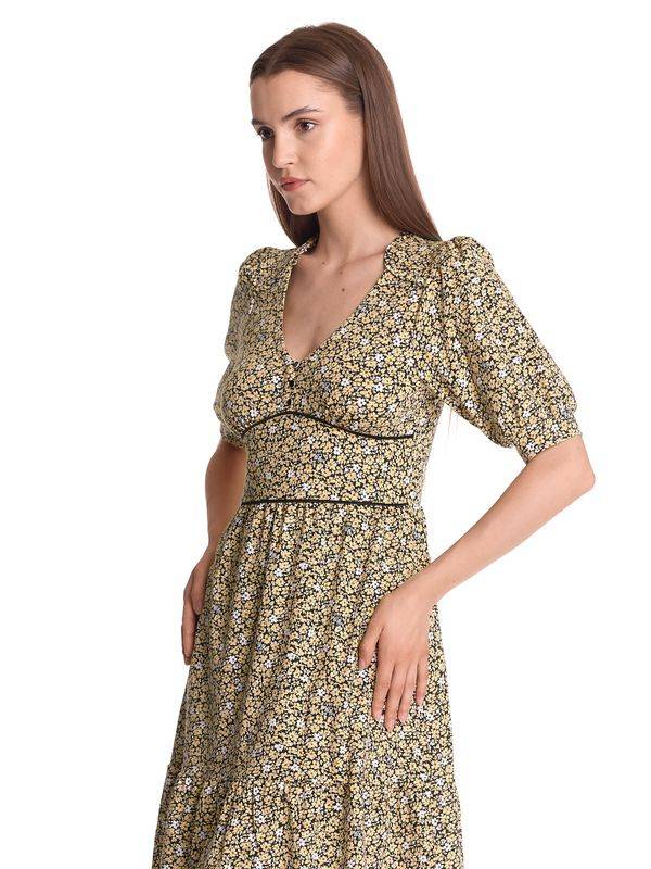 Nastrovje Potsdam Vive Maria Golden Flower Damen A-Linien-Kleid dunkelgelb allover Letzte 2 Tage