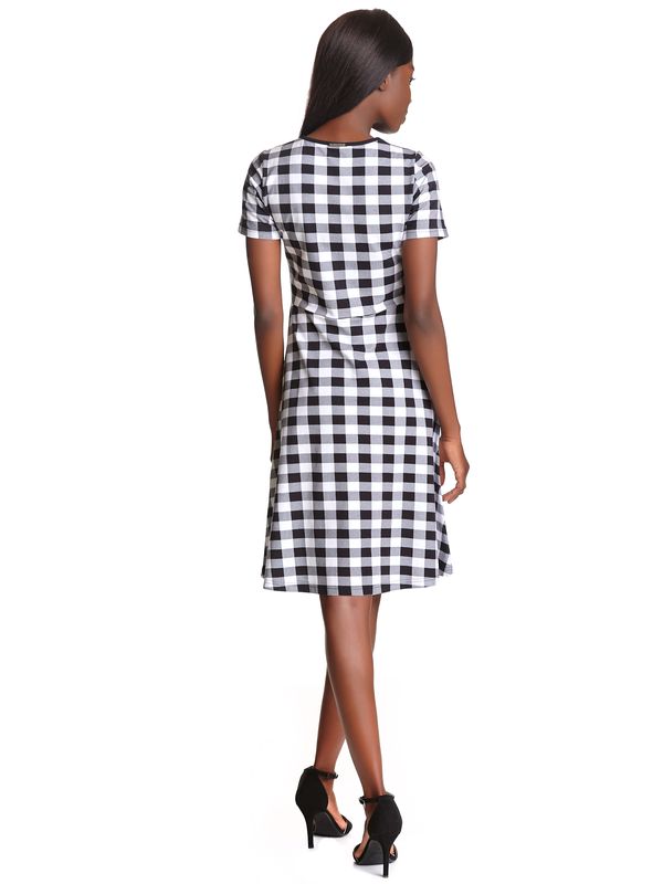 Nastrovje Potsdam Pussy Deluxe Back to 1955 black Checkered Damen A-Linien-Kleid schwarz allover Nur für heute
