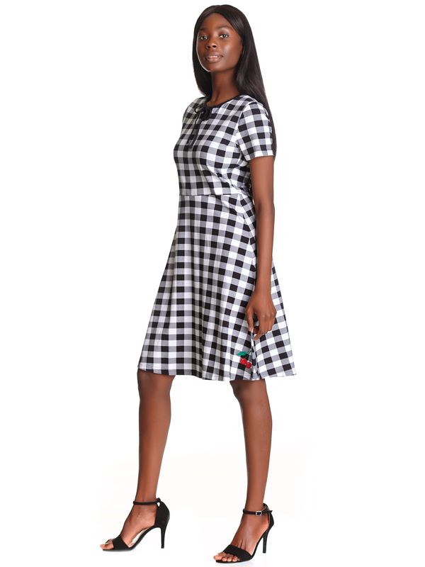 Nastrovje Potsdam Pussy Deluxe Back to 1955 black Checkered Damen A-Linien-Kleid schwarz allover Nur für heute