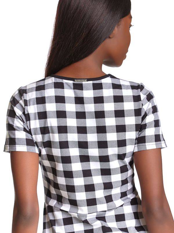 Nastrovje Potsdam Pussy Deluxe Back to 1955 black Checkered Damen A-Linien-Kleid schwarz allover Nur für heute