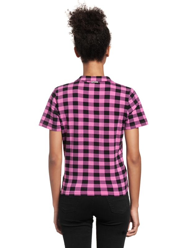 Nastrovje Potsdam Pussy Deluxe Pink checkered Damen Kurzarmbluse schwarz/lightpink Sonderangebot der Fabrik