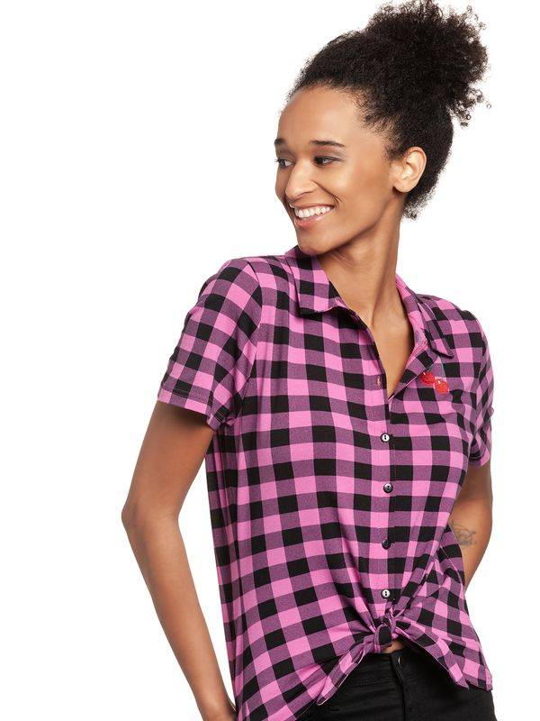 Nastrovje Potsdam Pussy Deluxe Pink checkered Damen Kurzarmbluse schwarz/lightpink Sonderangebot der Fabrik