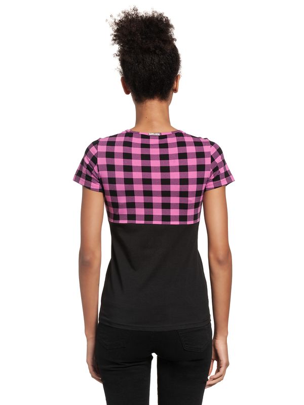 Nastrovje Potsdam Pussy Deluxe Pink Checkered Damen T-Shirt schwarz/lightpink Fabrikladen