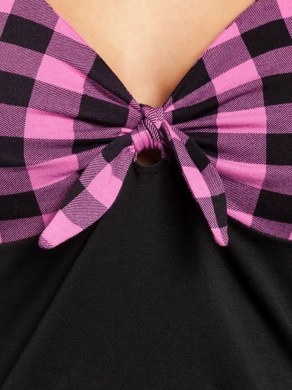 Nastrovje Potsdam Pussy Deluxe Pink Checkered Damen T-Shirt schwarz/lightpink Fabrikladen