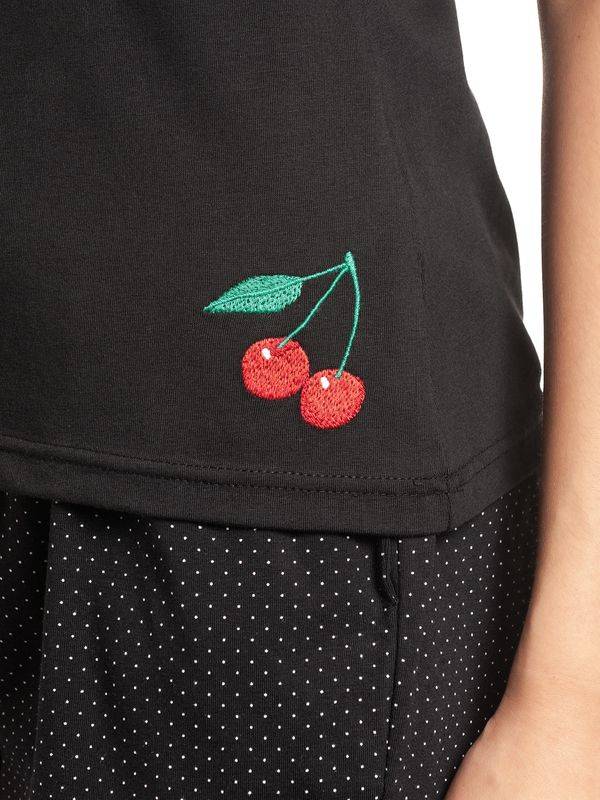 Nastrovje Potsdam Pussy Deluxe Dotties Damen Pyjama schwarz allover zollfrei