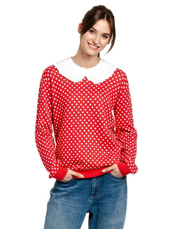 Nastrovje Potsdam Pussy Deluxe Chic Dotties Damen Strickpullover rot allover Online