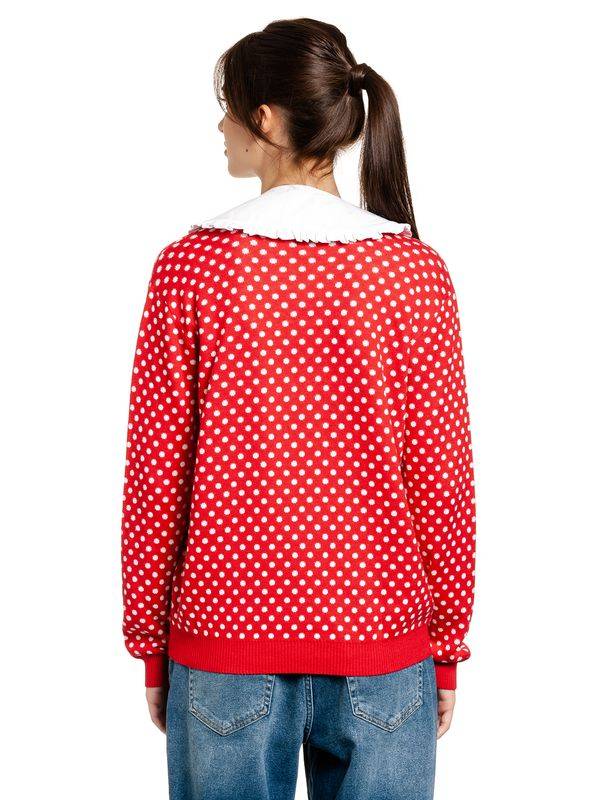 Nastrovje Potsdam Pussy Deluxe Chic Dotties Damen Strickpullover rot allover Online