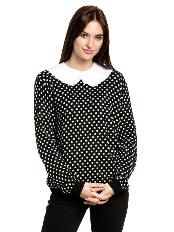 Nastrovje Potsdam Pussy Deluxe Dotties Damen Strickpullover schwarz allover Outlet