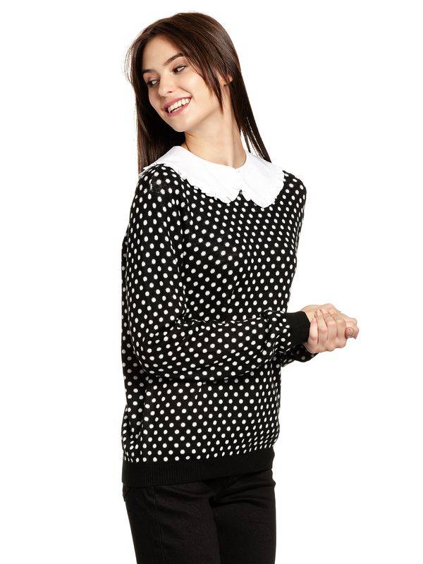 Nastrovje Potsdam Pussy Deluxe Dotties Damen Strickpullover schwarz allover Outlet