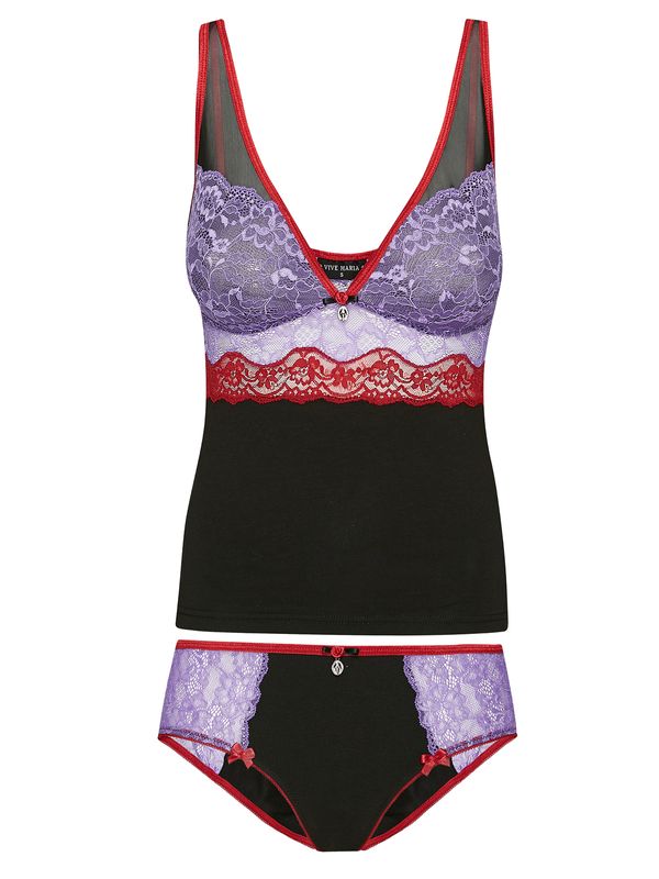 Nastrovje Potsdam Vive Maria Lavender Kiss Damen Wäscheset: Top mit Panty lilac/black Räumungsverkauf