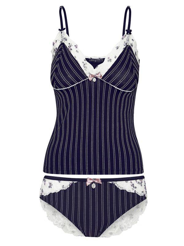 Nastrovje Potsdam Vive Maria French Dandy Damen Wäscheset: Top mit Panty schwarz allover/weiss allover Kauf eins, bekomm eins gratis