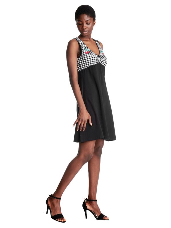 Nastrovje Potsdam Pussy Deluxe Vichy Cherry Damen A-Linien-Kleid schwarz/allover Neueste Stile