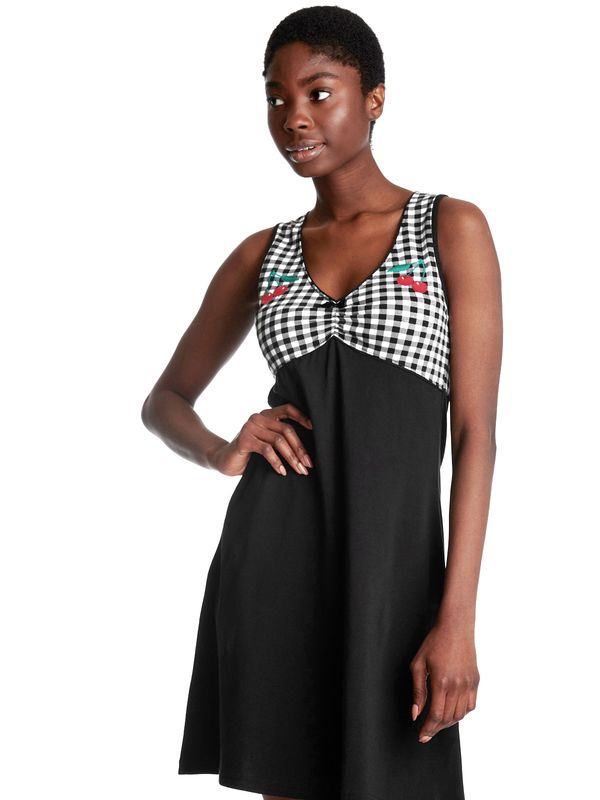 Nastrovje Potsdam Pussy Deluxe Vichy Cherry Damen A-Linien-Kleid schwarz/allover Neueste Stile