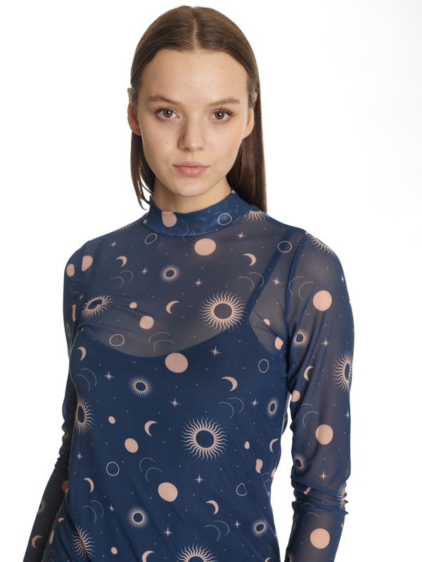Nastrovje Potsdam Pussy Deluxe Celestial Blue Mystic Damen 2-in-1-Kleid blau allover Zeitbegrenzte Promotion