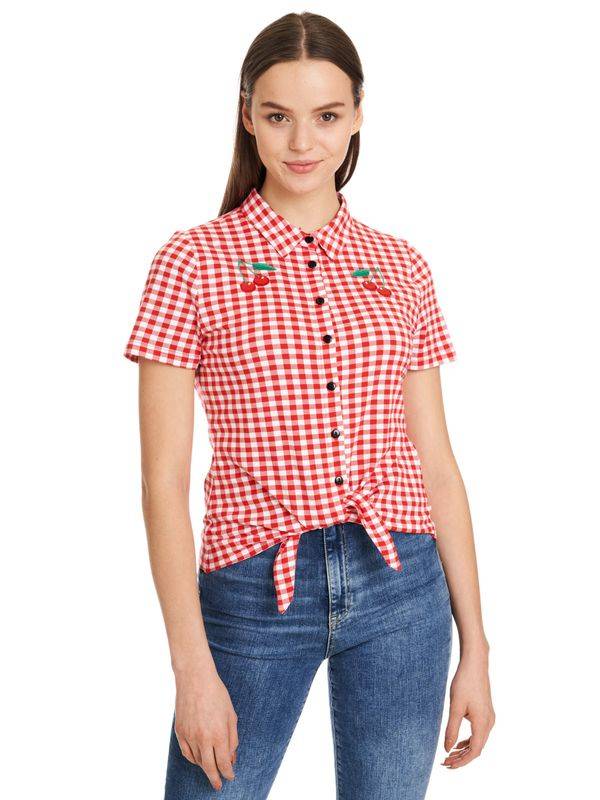 Nastrovje Potsdam Pussy Deluxe Red Plaid Damen Kurzarmbluse rot allover Bis zu 50% Rabatt