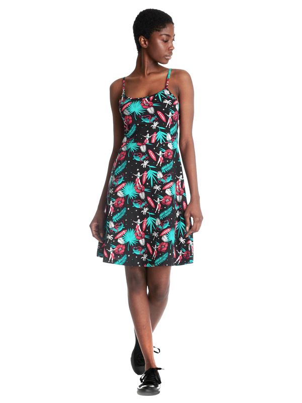 Nastrovje Potsdam Pussy Deluxe Aloha Damen Trägerkleid schwarz/allover Nur noch ein Tag übrig