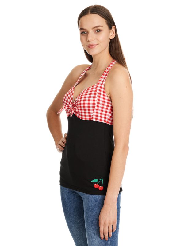 Nastrovje Potsdam Pussy Deluxe Red Plaid Damen Neckholdertop schwarz/rot Riesige Rabatte