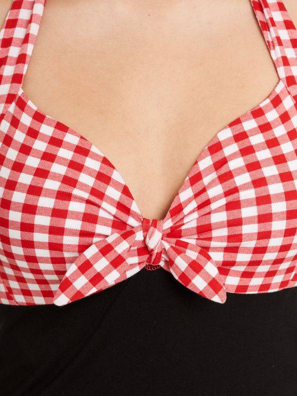 Nastrovje Potsdam Pussy Deluxe Red Plaid Damen Neckholdertop schwarz/rot Riesige Rabatte