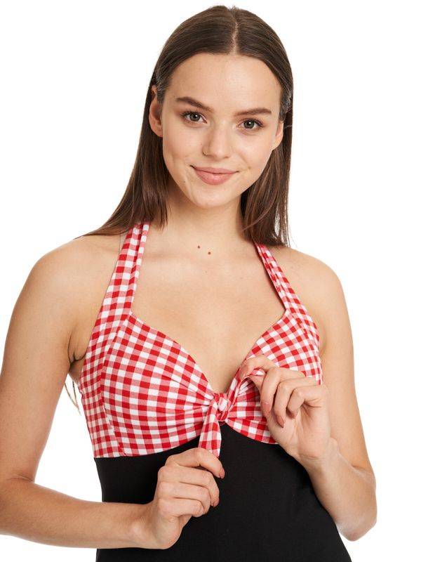 Nastrovje Potsdam Pussy Deluxe Red Plaid Damen Neckholdertop schwarz/rot Riesige Rabatte