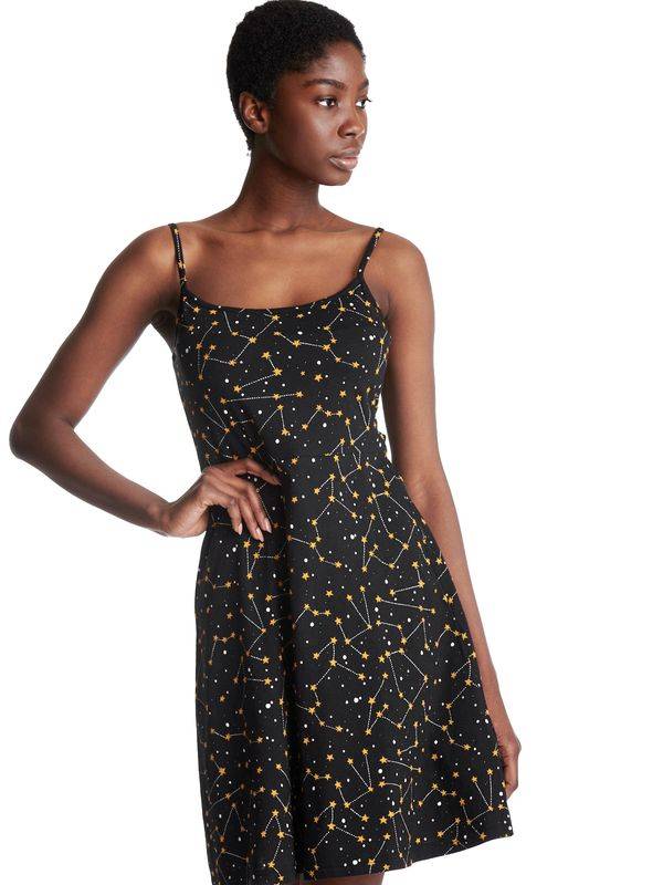 Nastrovje Potsdam Pussy Deluxe Celestial Stars Damen Trägerkleid schwarz allover 50% Rabatt mit kostenlosem Versand
