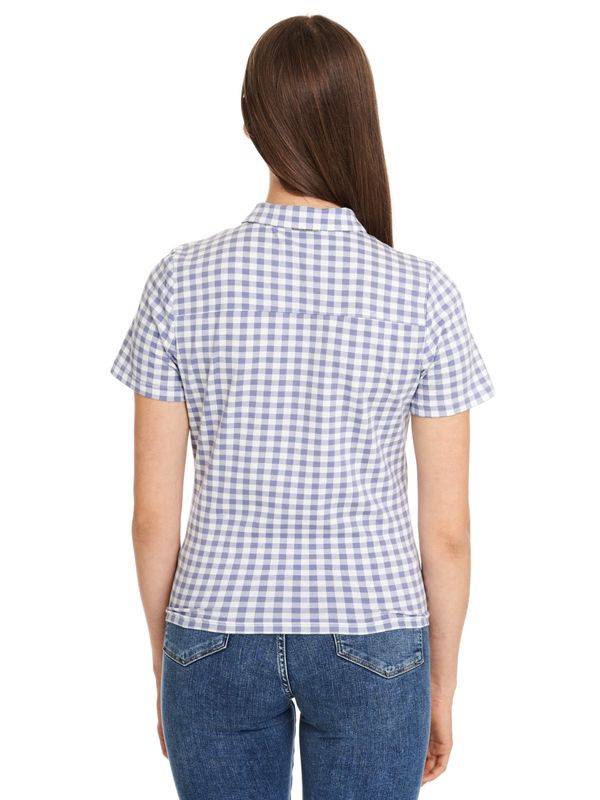 Nastrovje Potsdam Pussy Deluxe Blue Plaid Damen Kurzarmbluse blau allover Speichern exportieren