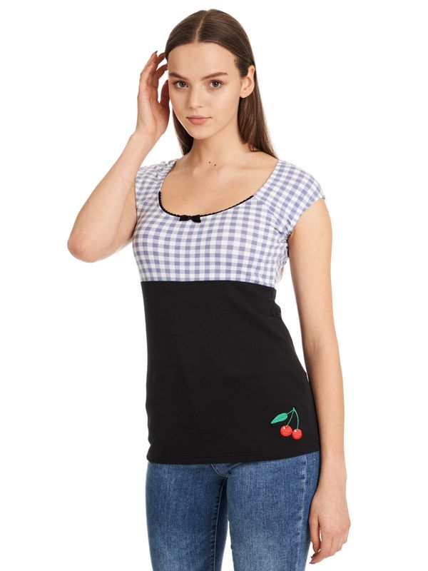 Nastrovje Potsdam Pussy Deluxe Blue Plaid Evie Damen T-Shirt schwarz/blau Angebote