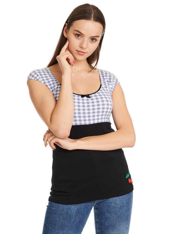Nastrovje Potsdam Pussy Deluxe Blue Plaid Evie Damen T-Shirt schwarz/blau Angebote