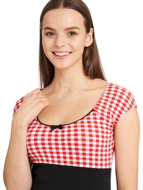 Nastrovje Potsdam Pussy Deluxe Red Plaid Evie Damen T-Shirt schwarz/rot Hotsell
