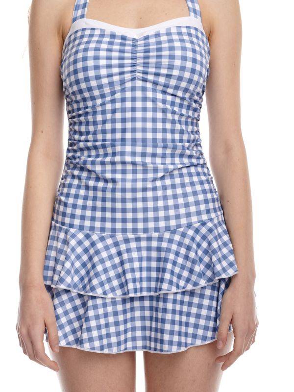 Nastrovje Potsdam Pussy Deluxe Blue Plaid Damen Badeanzug blau allover Günstiger Verkauf