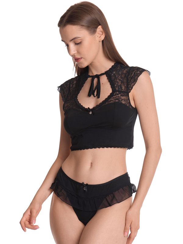 Nastrovje Potsdam Vive Maria Ladylove Damen Wäscheset: Top mit Slip schwarz Blitzangebot